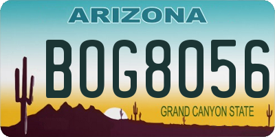 AZ license plate BOG8056