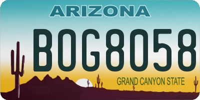 AZ license plate BOG8058