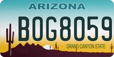 AZ license plate BOG8059