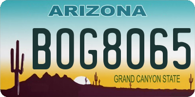 AZ license plate BOG8065