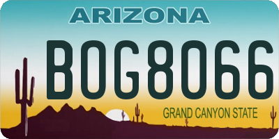 AZ license plate BOG8066