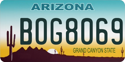 AZ license plate BOG8069