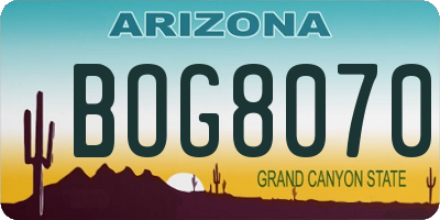 AZ license plate BOG8070