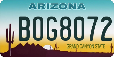 AZ license plate BOG8072