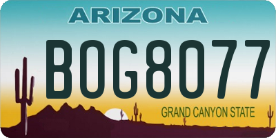 AZ license plate BOG8077