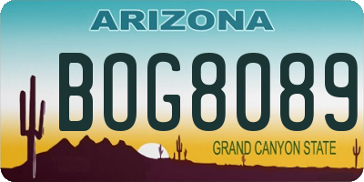 AZ license plate BOG8089