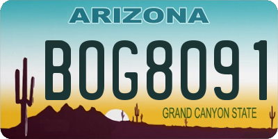 AZ license plate BOG8091