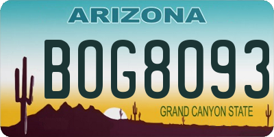 AZ license plate BOG8093