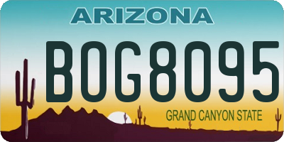 AZ license plate BOG8095