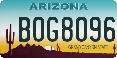 AZ license plate BOG8096