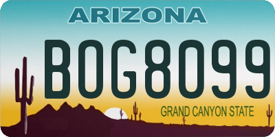 AZ license plate BOG8099