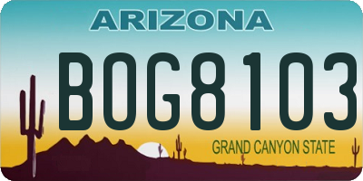 AZ license plate BOG8103