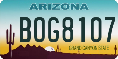 AZ license plate BOG8107