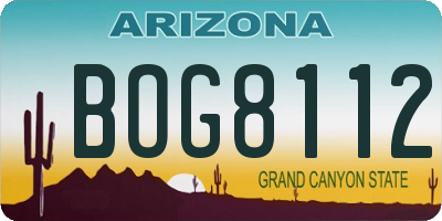 AZ license plate BOG8112