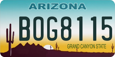 AZ license plate BOG8115