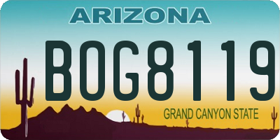 AZ license plate BOG8119