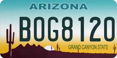AZ license plate BOG8120