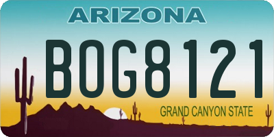 AZ license plate BOG8121