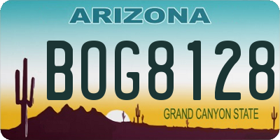 AZ license plate BOG8128