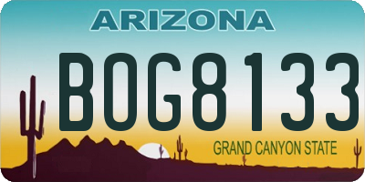 AZ license plate BOG8133