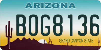 AZ license plate BOG8136
