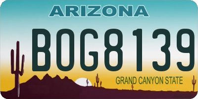 AZ license plate BOG8139
