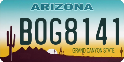 AZ license plate BOG8141