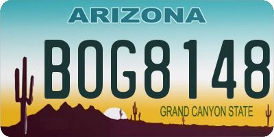 AZ license plate BOG8148