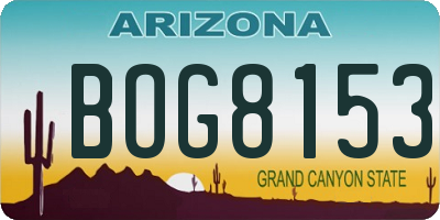 AZ license plate BOG8153