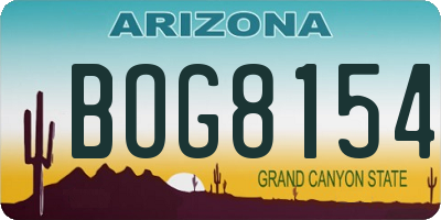 AZ license plate BOG8154