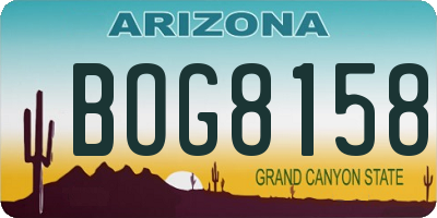 AZ license plate BOG8158