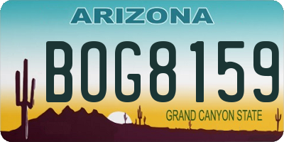 AZ license plate BOG8159