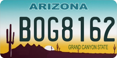 AZ license plate BOG8162