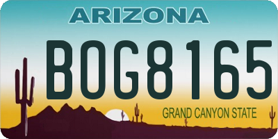 AZ license plate BOG8165