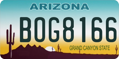 AZ license plate BOG8166
