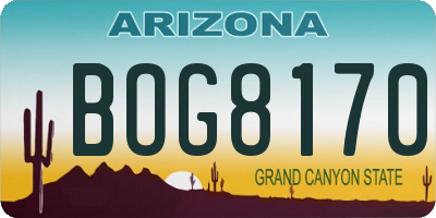 AZ license plate BOG8170