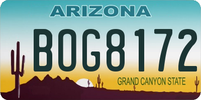 AZ license plate BOG8172