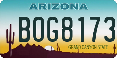 AZ license plate BOG8173