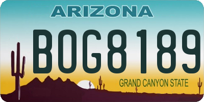 AZ license plate BOG8189