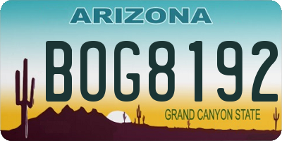 AZ license plate BOG8192