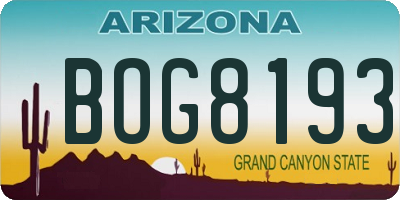 AZ license plate BOG8193
