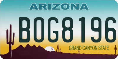 AZ license plate BOG8196