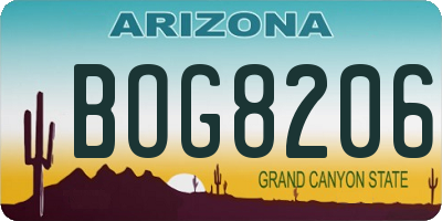 AZ license plate BOG8206