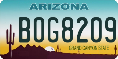 AZ license plate BOG8209