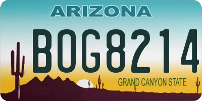 AZ license plate BOG8214