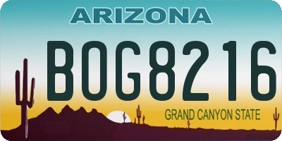 AZ license plate BOG8216