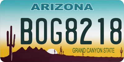 AZ license plate BOG8218