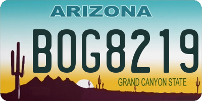AZ license plate BOG8219