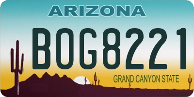AZ license plate BOG8221