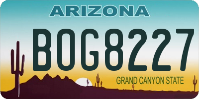 AZ license plate BOG8227